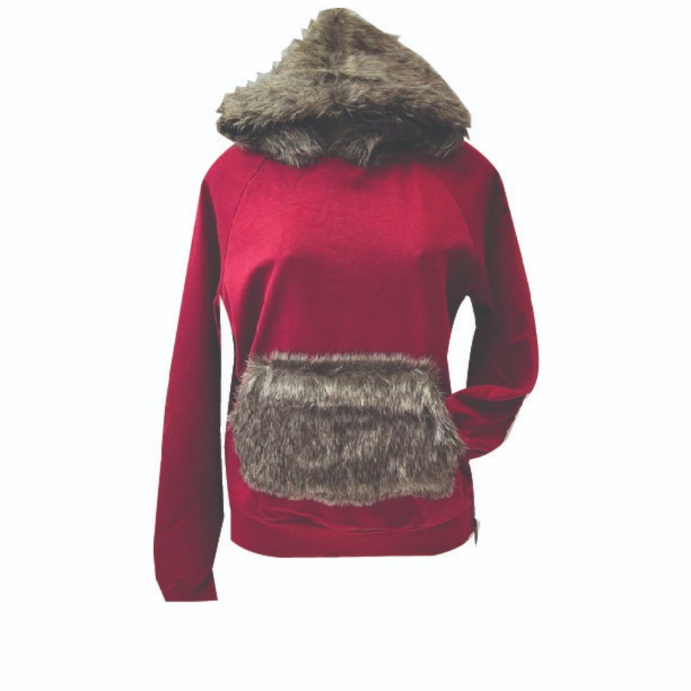 RIFLESSI Tech Fabric Top w/ Faux-Fur Hood
